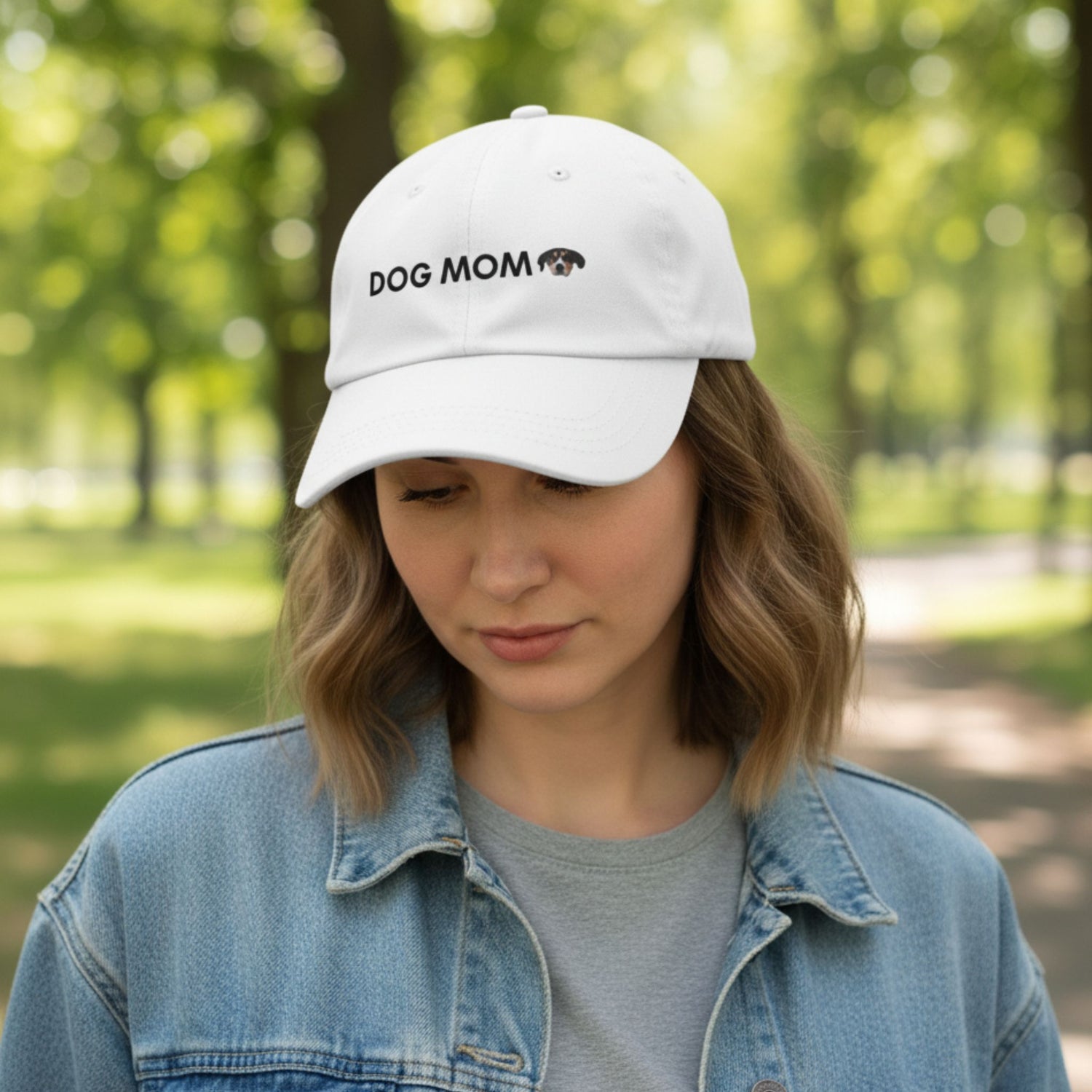 Custom Dog Hat, Dog Mom, lifestyle view
