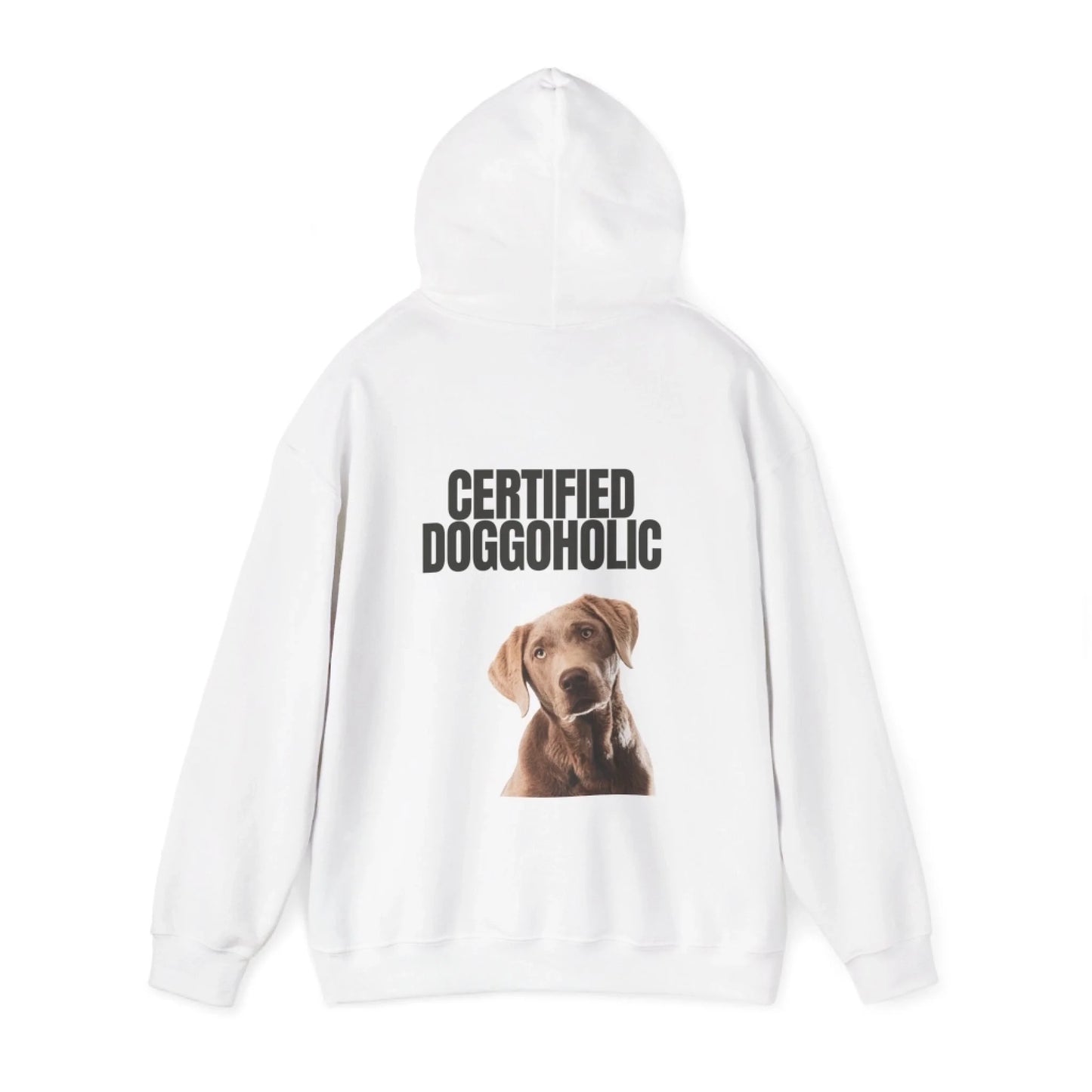 Custom Dog Hoodie, Certified Doggoholic, white color display