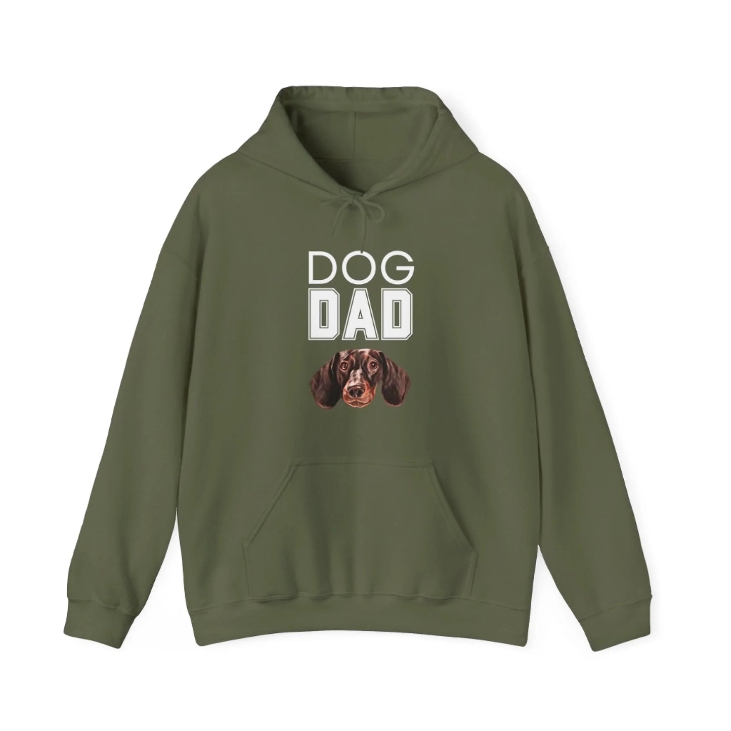 Custom Dog Hoodie, Dog Dad, military green color display