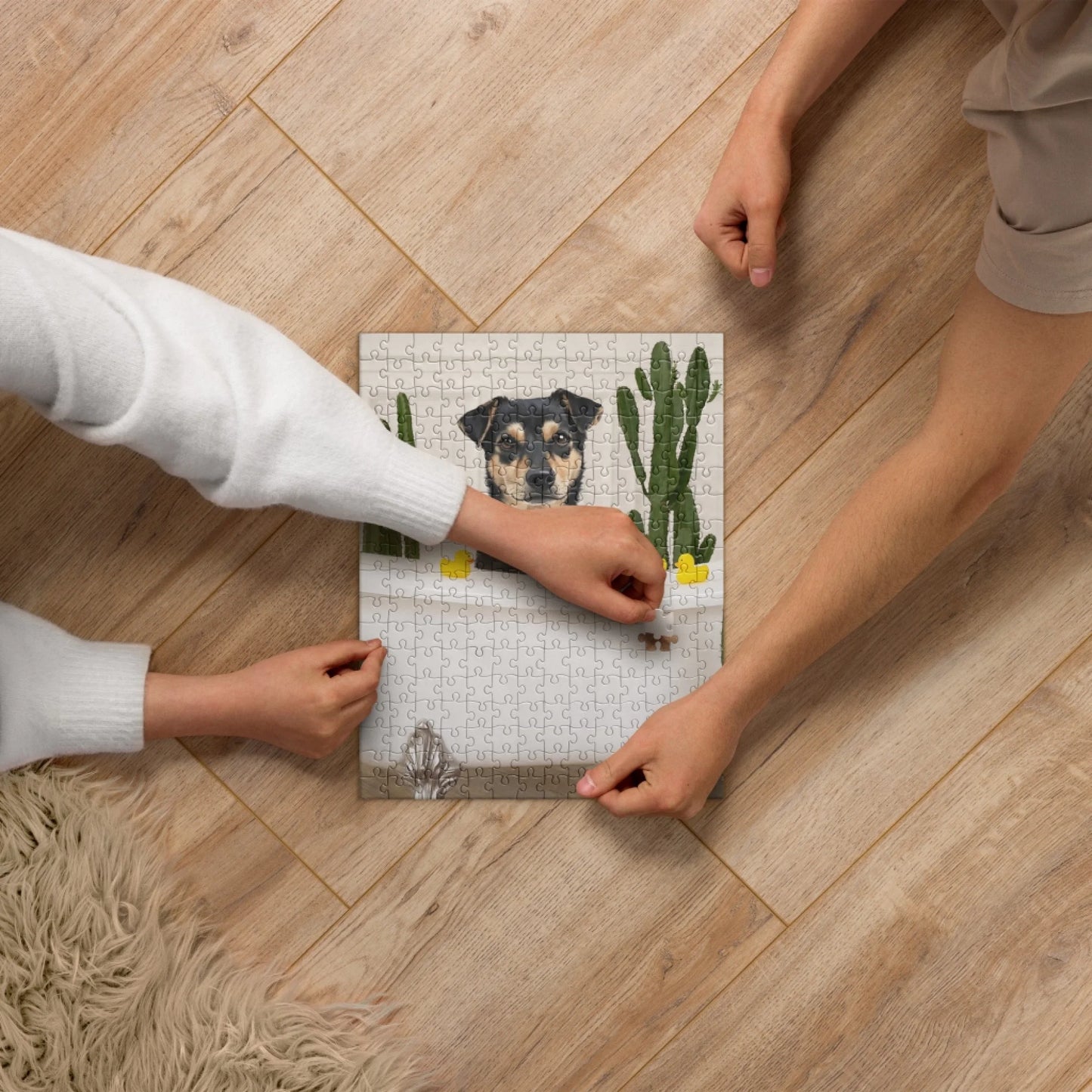 Custom Dog Puzzle, Dog in Bathtub, lifestyle view 2