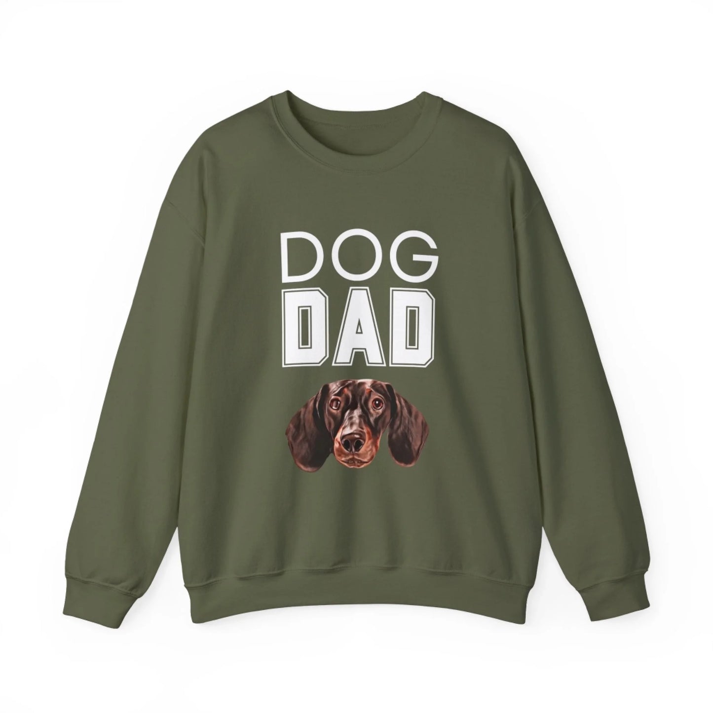 Custom Dog Sweatshirt, Dog Dad, military green color display