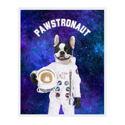 Custom Dog Poster, Pawstronaut print with white frame