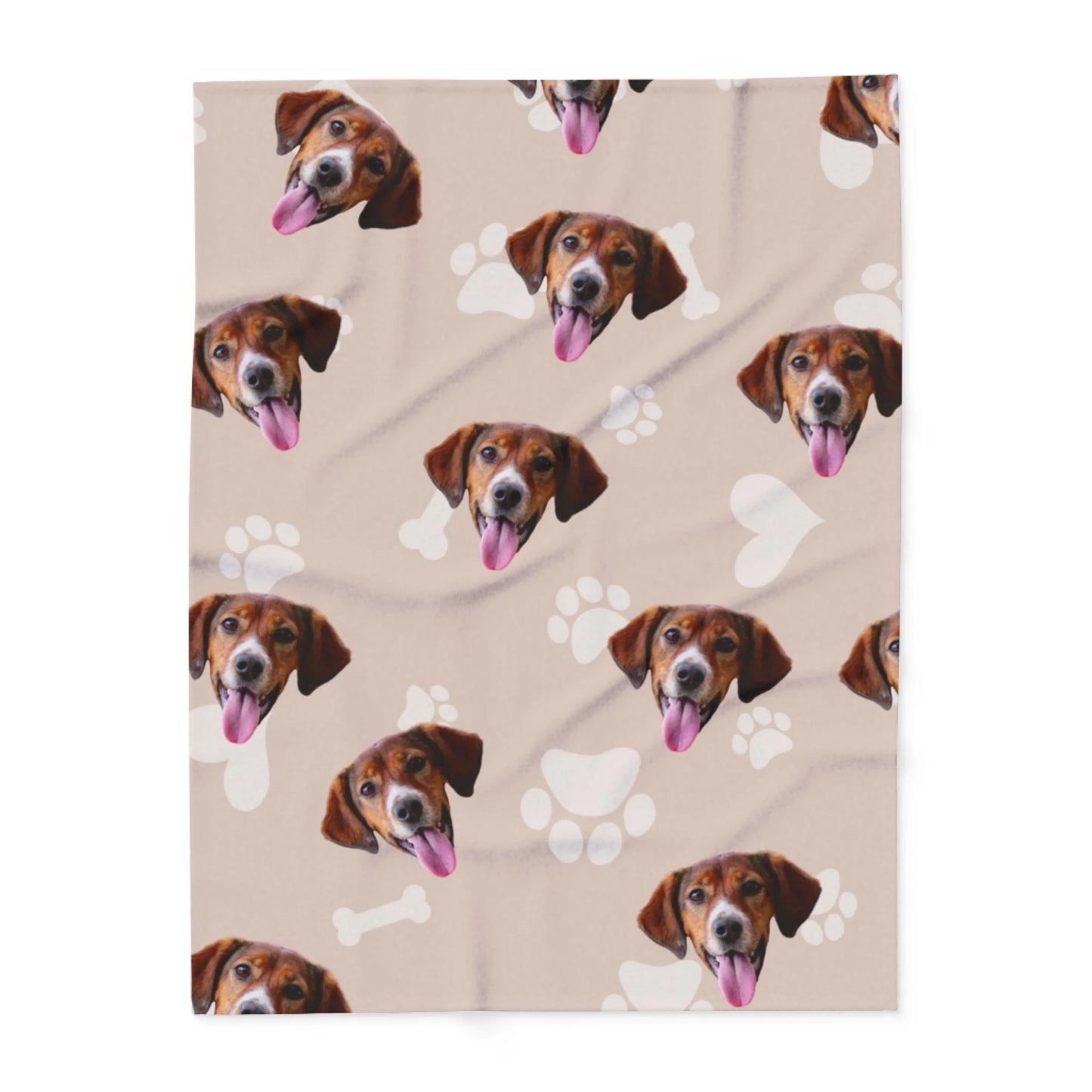 Custom Dog Blanket, Dog Faces Sand, flat view
