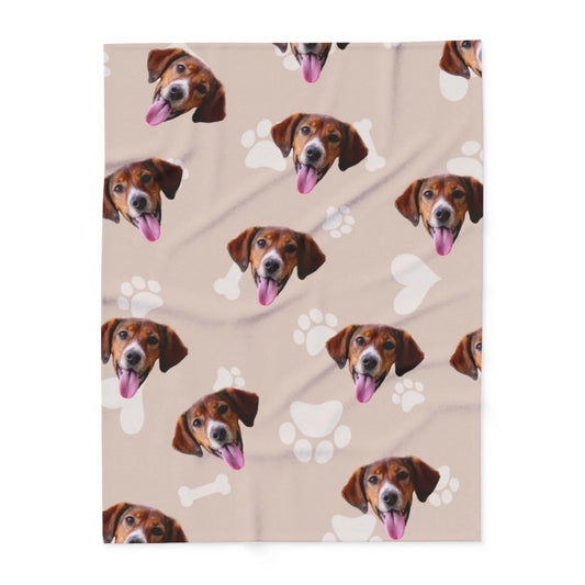 Custom Dog Blanket, Dog Faces Sand, flat view