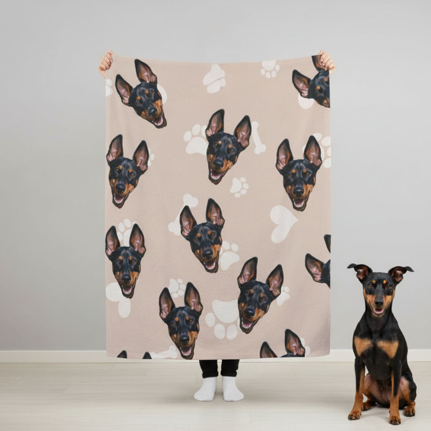 Custom Dog Blanket, Dog Faces Sand, lifestyle view 1
