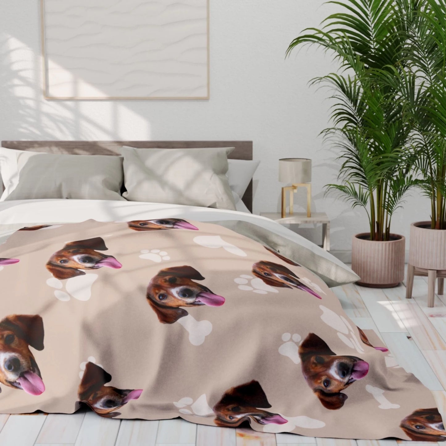 Custom Dog Blanket, Dog Faces Sand, lifestyle view 2