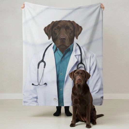 Custom Dog Blanket, Dr Barkley, cozy lifestyle view