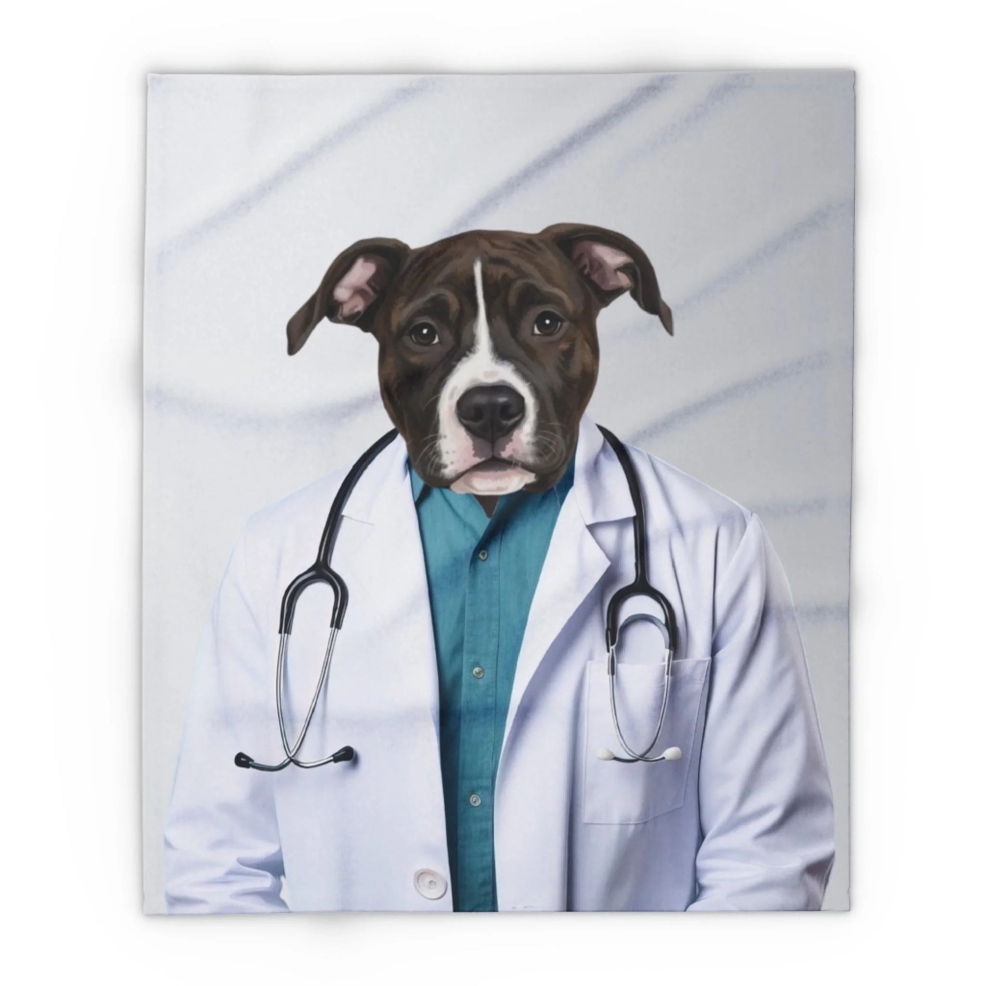 Custom Dog Blanket, Dr Barkley, flat view