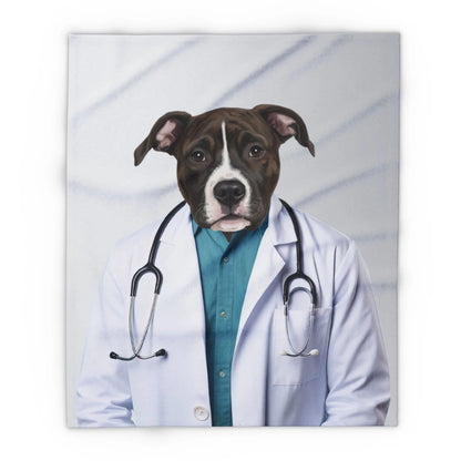 Custom Dog Blanket, Dr Barkley, flat view