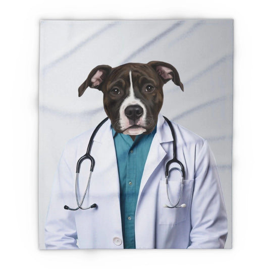Custom Dog Blanket, Dr Barkley, flat view