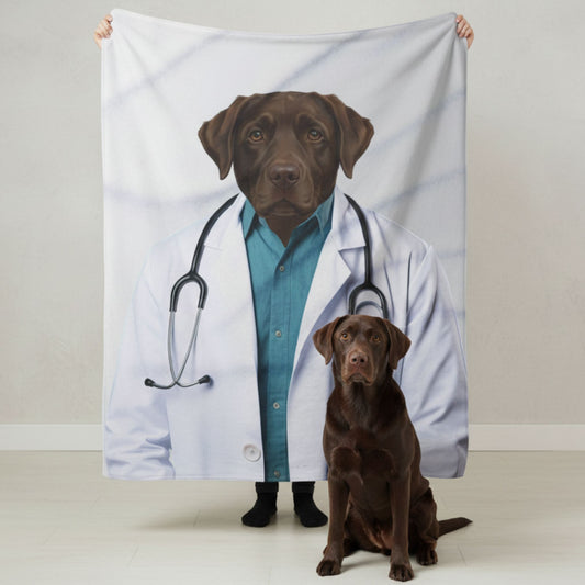 Custom Dog Blanket, Dr Barkley, lifestyle view 1