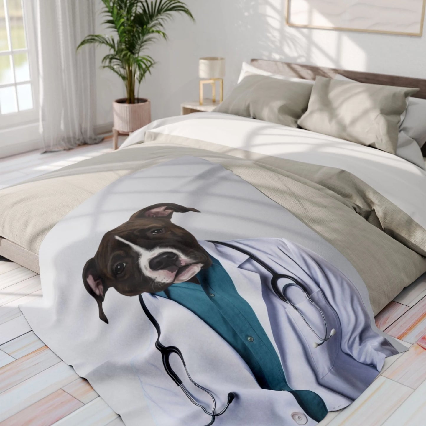 Custom Dog Blanket, Dr Barkley, lifestyle view 2