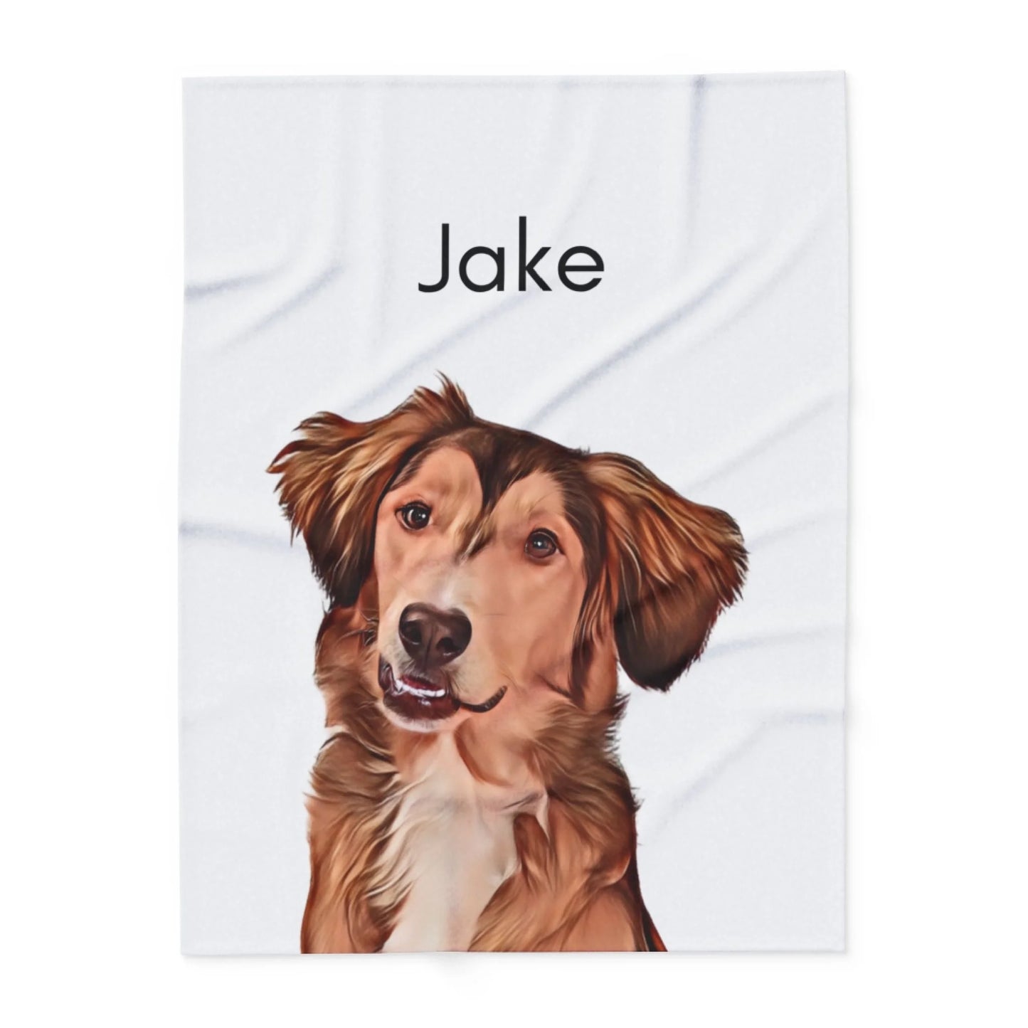 Custom Dog Blanket, Painted Dog Portrait 1 Pet, flat view