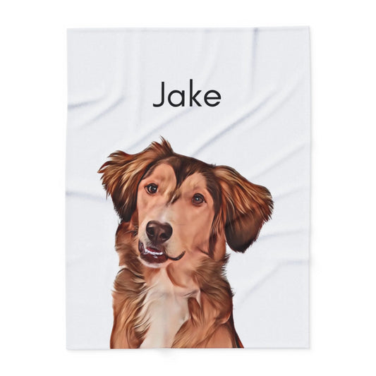 Custom Dog Blanket, Painted Dog Portrait 1 Pet, flat view