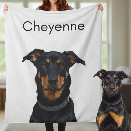 Custom Dog Blanket, Painted Dog Portrait 1 Pet, lifestyle view 1