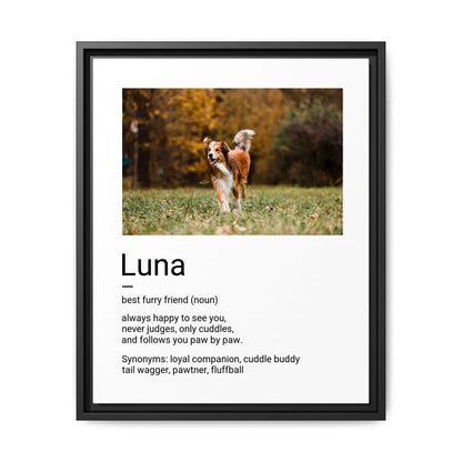 Custom Dog Canvas, Best Furry Friend Definition, black frame version