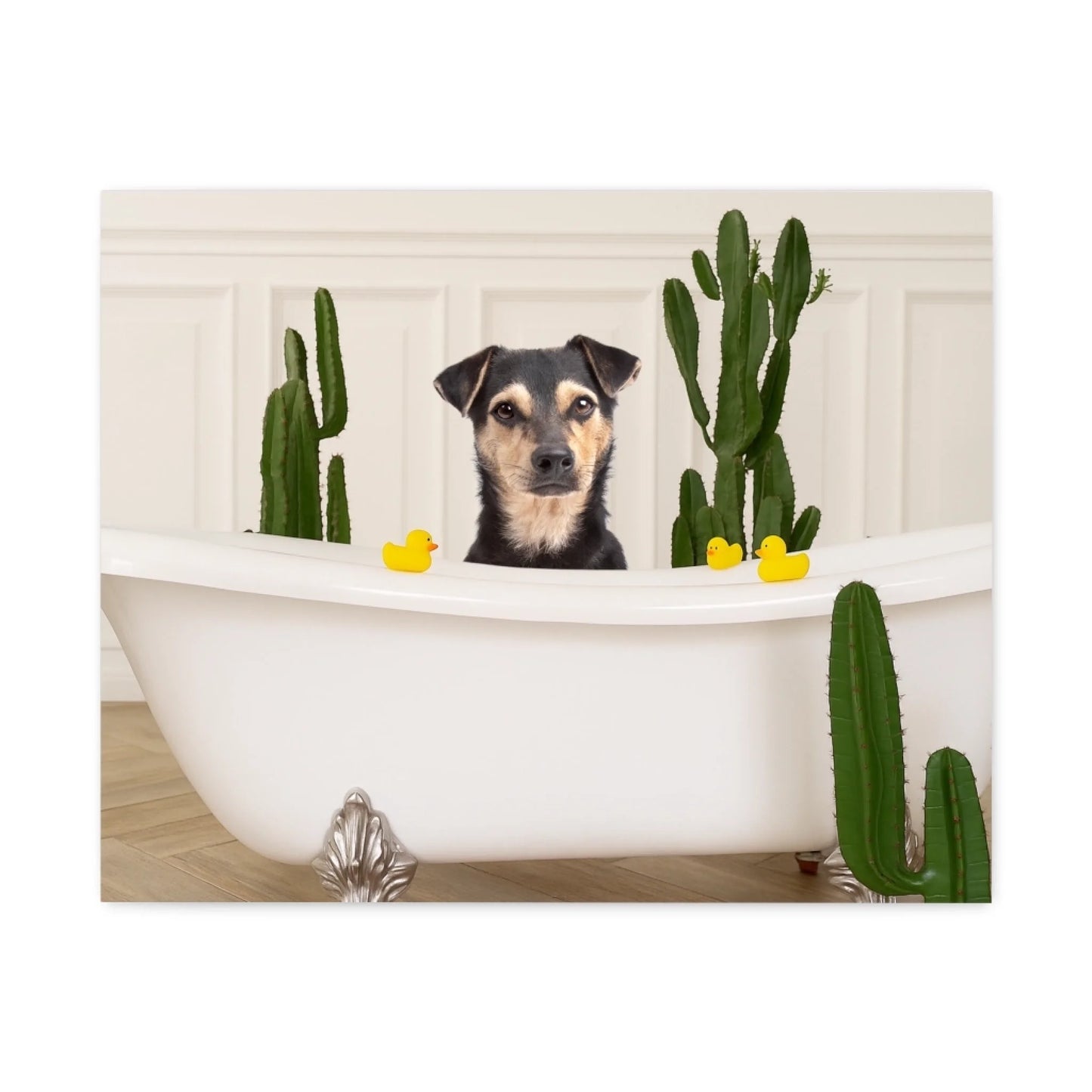 Custom Dog Canvas, Dog in Bathtub design, no frame
