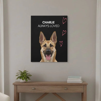 Custom Dog Canvas, Memorial Always Loved, lifestyle room view