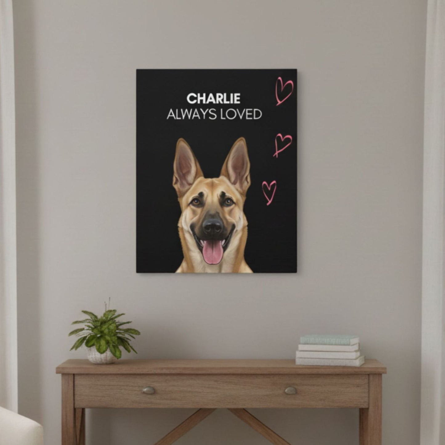 Custom Dog Canvas, Memorial Always Loved, lifestyle room view