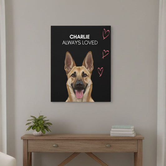 Custom Dog Canvas, Memorial Always Loved, lifestyle room view