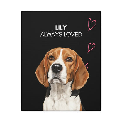 Custom Dog Canvas, Memorial Always Loved design, no frame