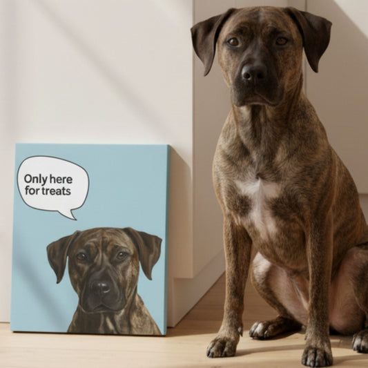 Custom Dog Canvas, Only Here for Treats, lifestyle view