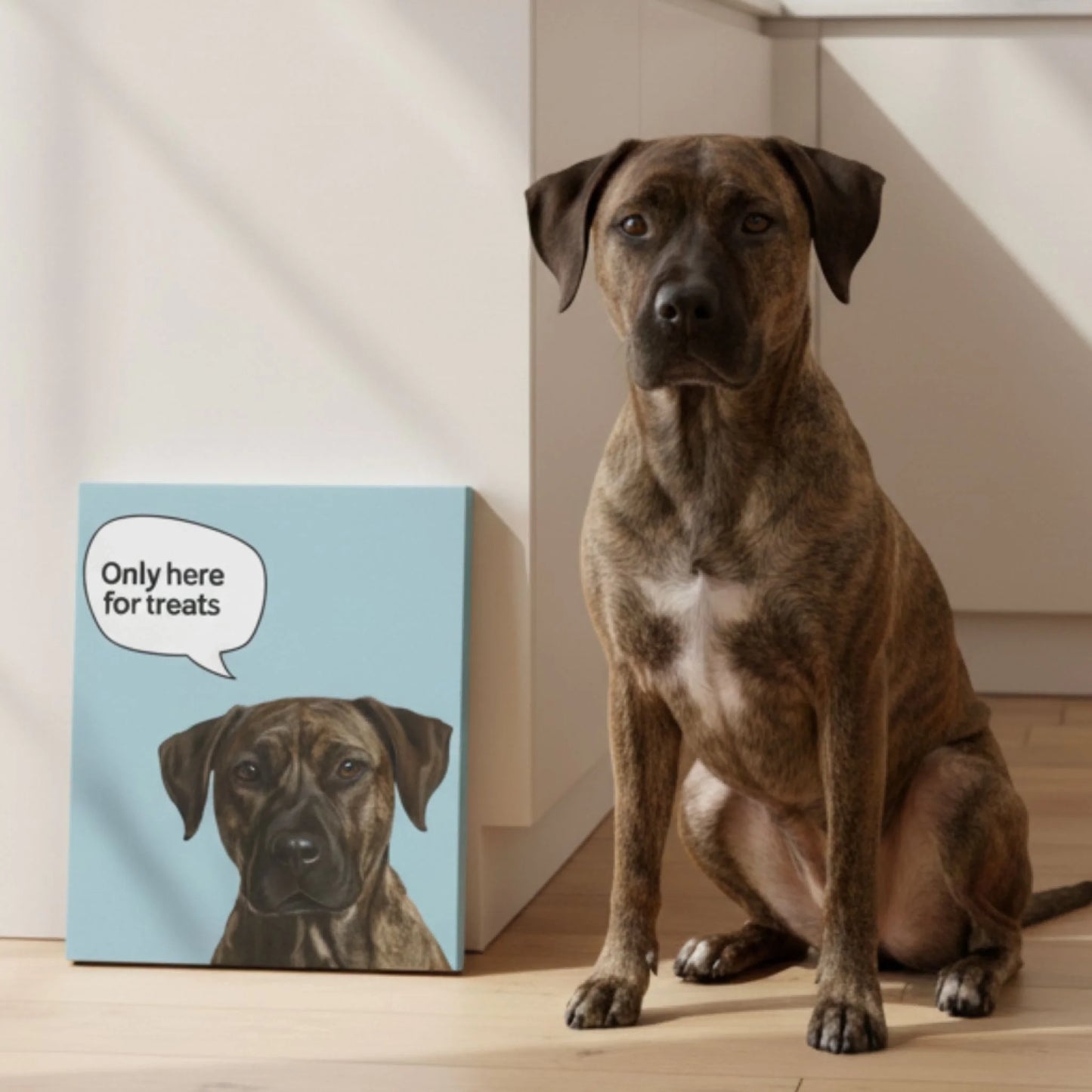 Custom Dog Canvas, Only Here for Treats, lifestyle room view