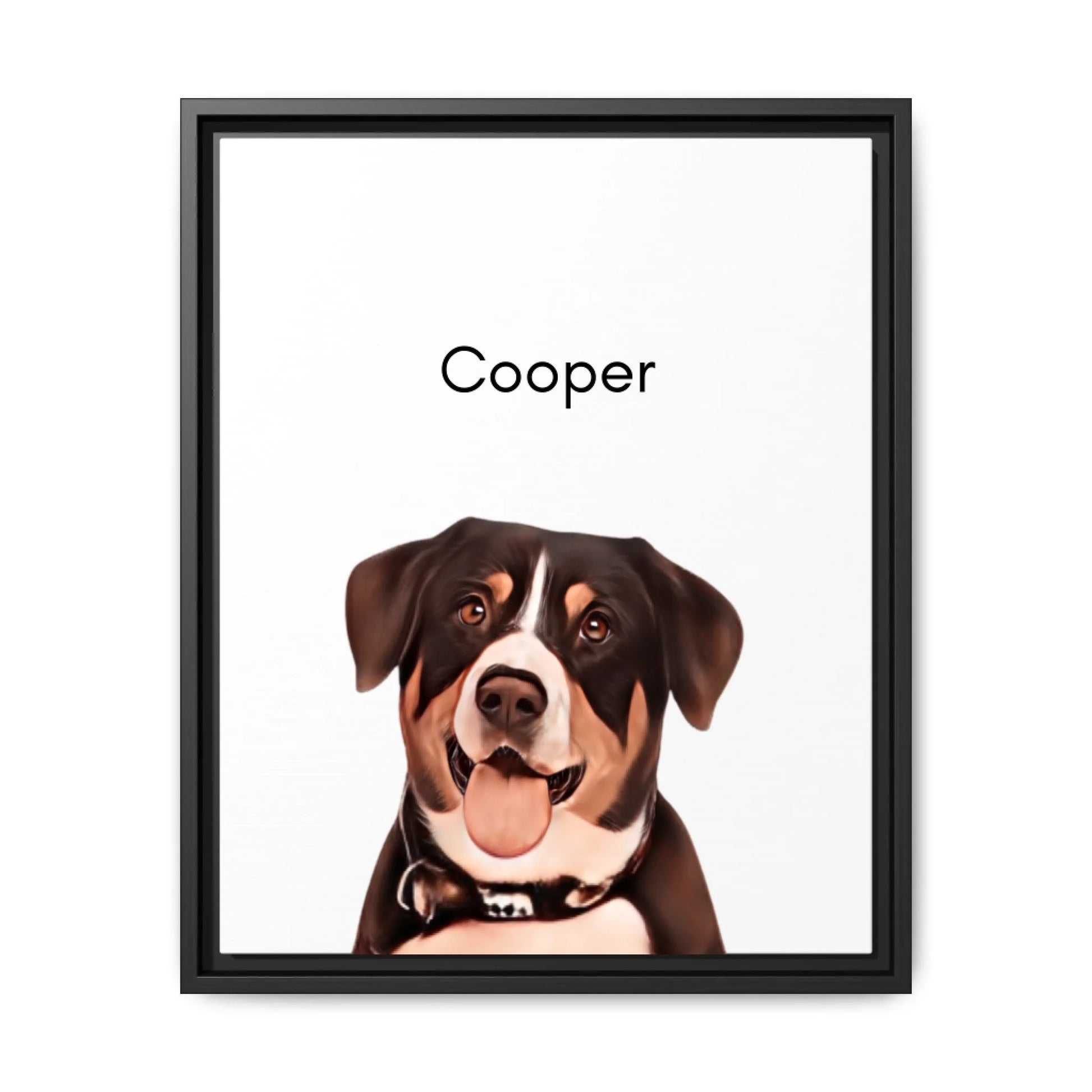 Custom Dog Canvas, Painted Dog Portrait 1 Pet, black frame version