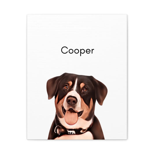 Custom Dog Canvas, Painted Dog Portrait 1 Pet, no frame version