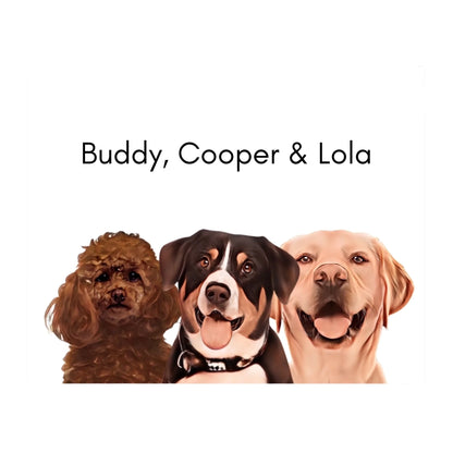 Custom Dog Canvas, Painted Dog Portrait 3 Pets, digital download version