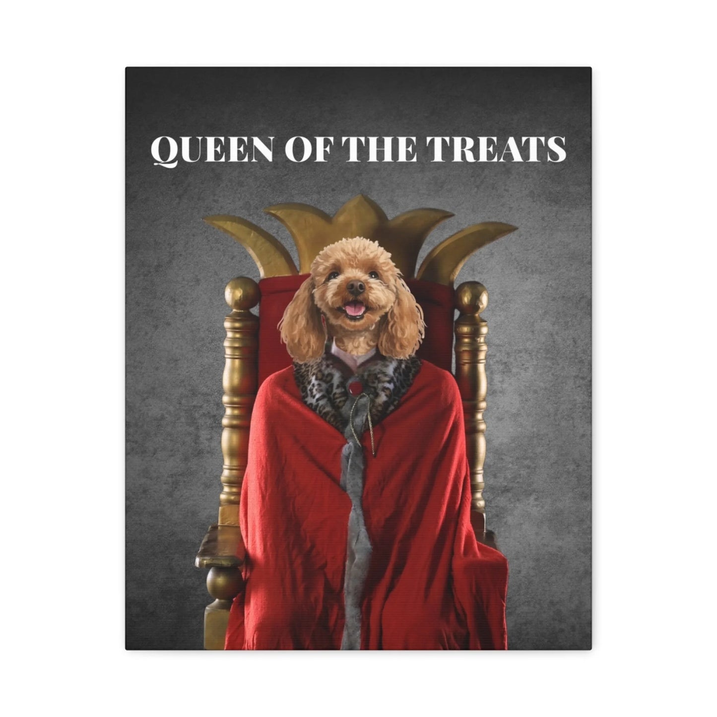 Digital download version of the Custom Dog Canvas, Queen of the Treats artwork
