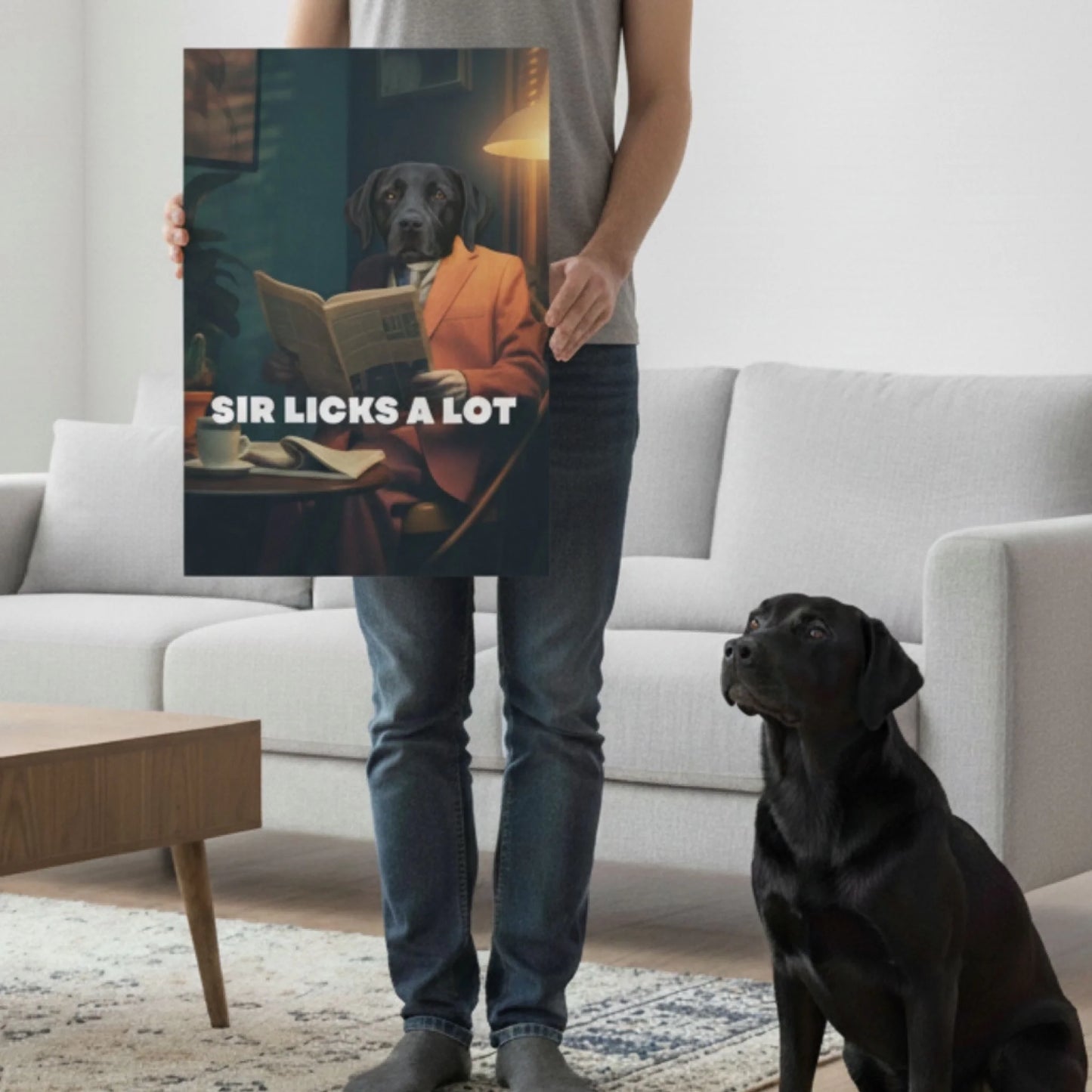Custom Dog Canvas, Sir Licks a Lot, lifestyle room view
