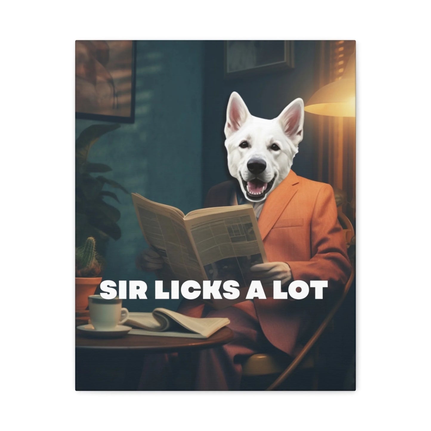 Custom Dog Canvas, Sir Licks a Lot design, no frame