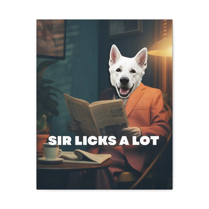 Custom Dog Canvas, Sir Licks a Lot design, no frame