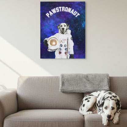 Custom Dog Canvas, The Pawstronaut, lifestyle room view
