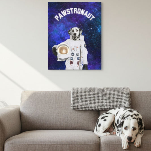 Custom Dog Canvas, The Pawstronaut, lifestyle room view