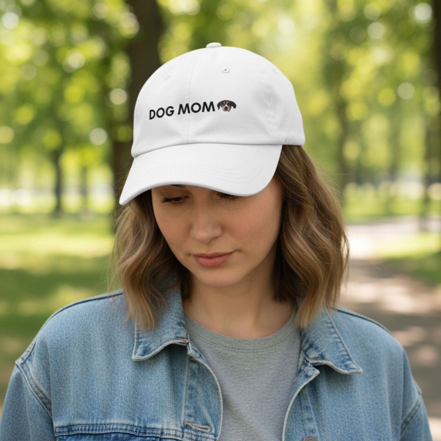 Custom Dog Hat, Dog Mom, lifestyle view