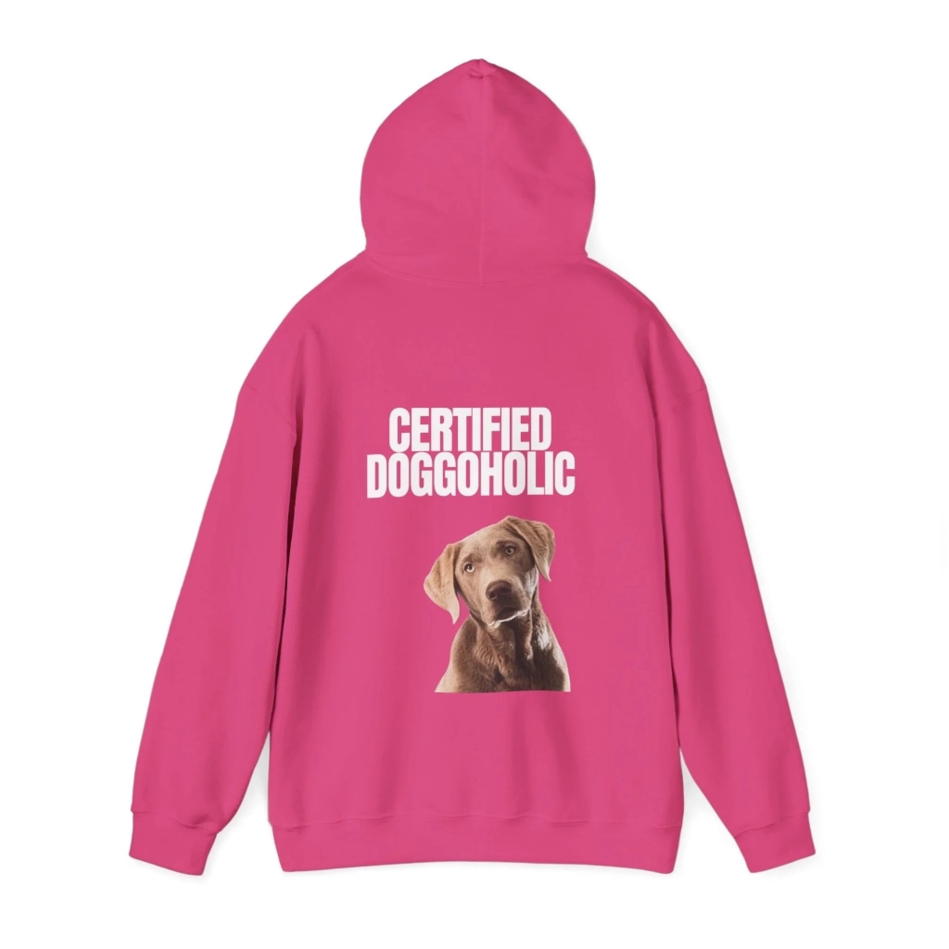 Custom Dog Hoodie, Certified Doggoholic, heliconia version