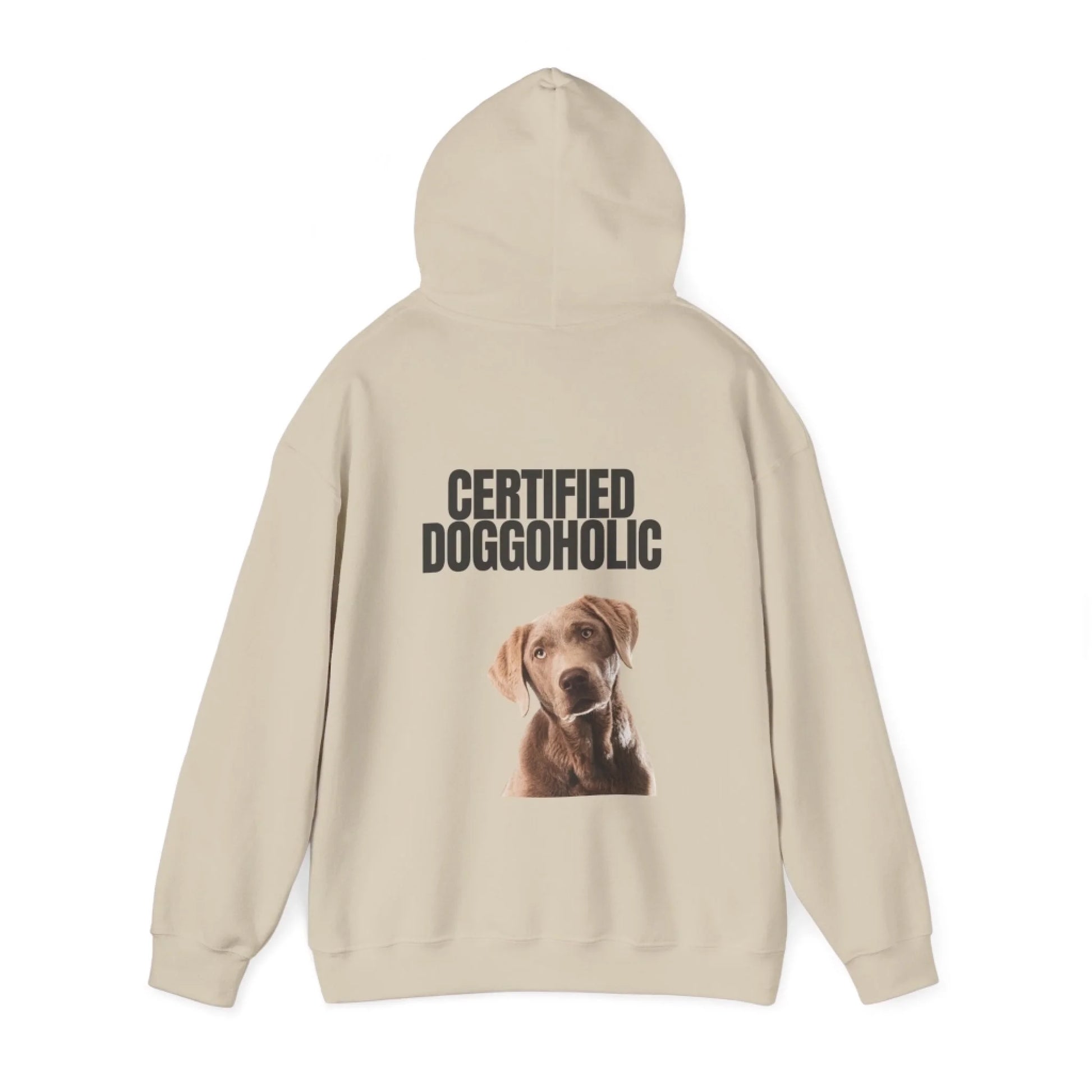 Custom Dog Hoodie, Certified Doggoholic, sand version