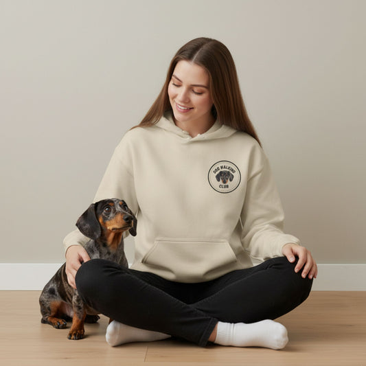 Custom Dog Hoodie, Dog Walking Club, lifestyle view