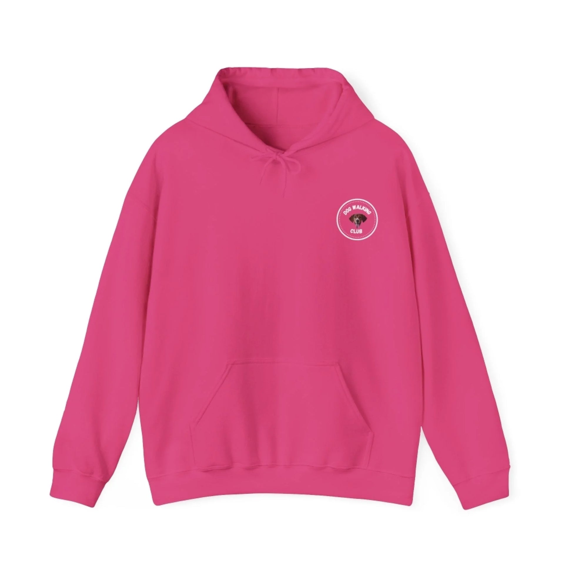 Custom Dog Hoodie, Dog Walking Club, heliconia version