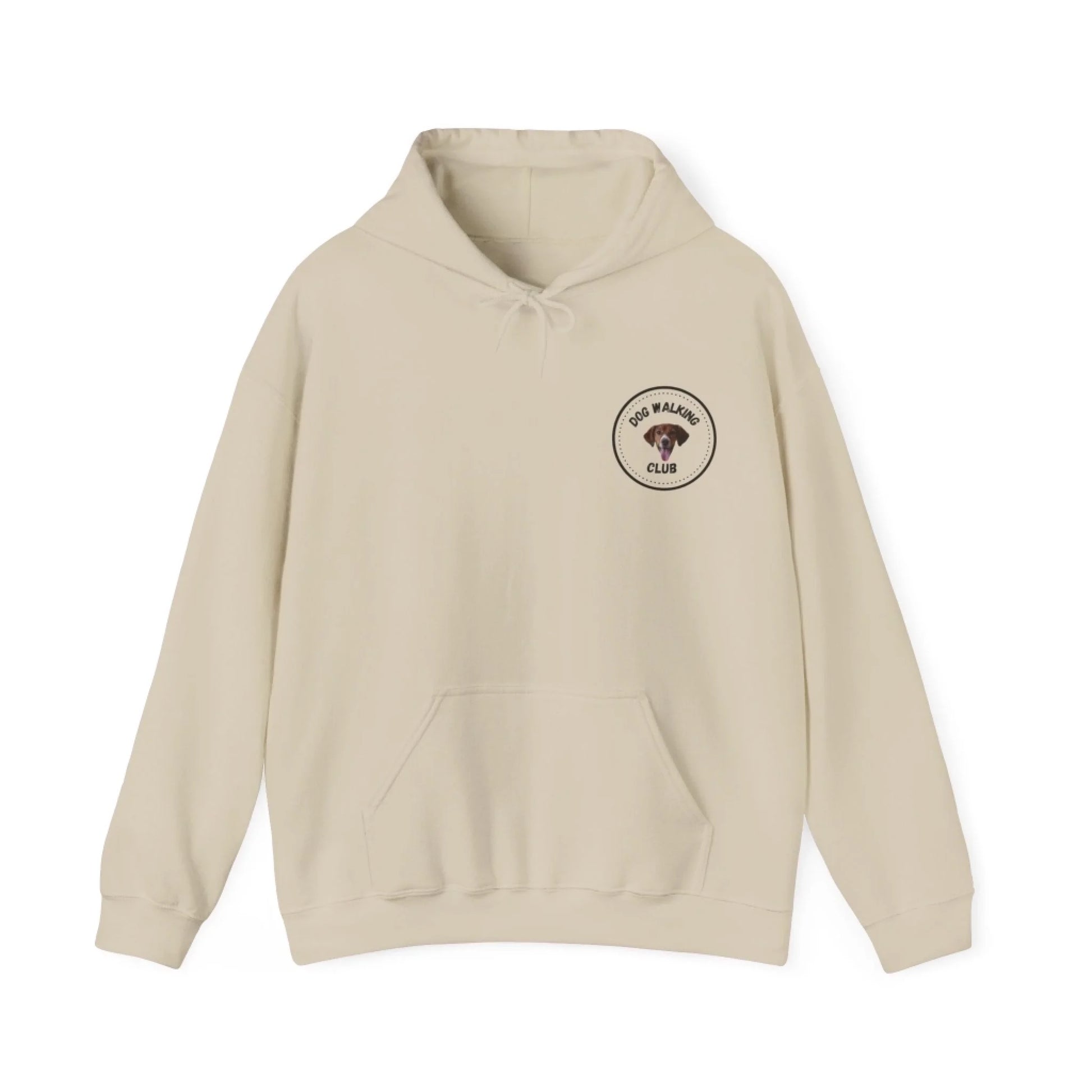 Custom Dog Hoodie, Dog Walking Club, sand version