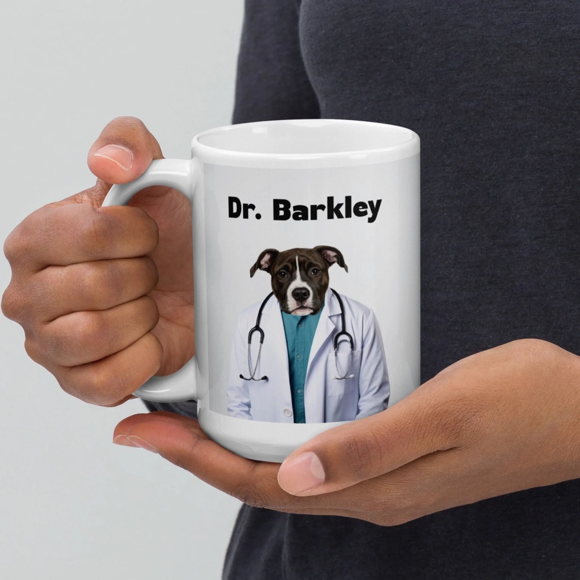 Custom Dog Mug, Dr Barkley, 15oz lifestyle view