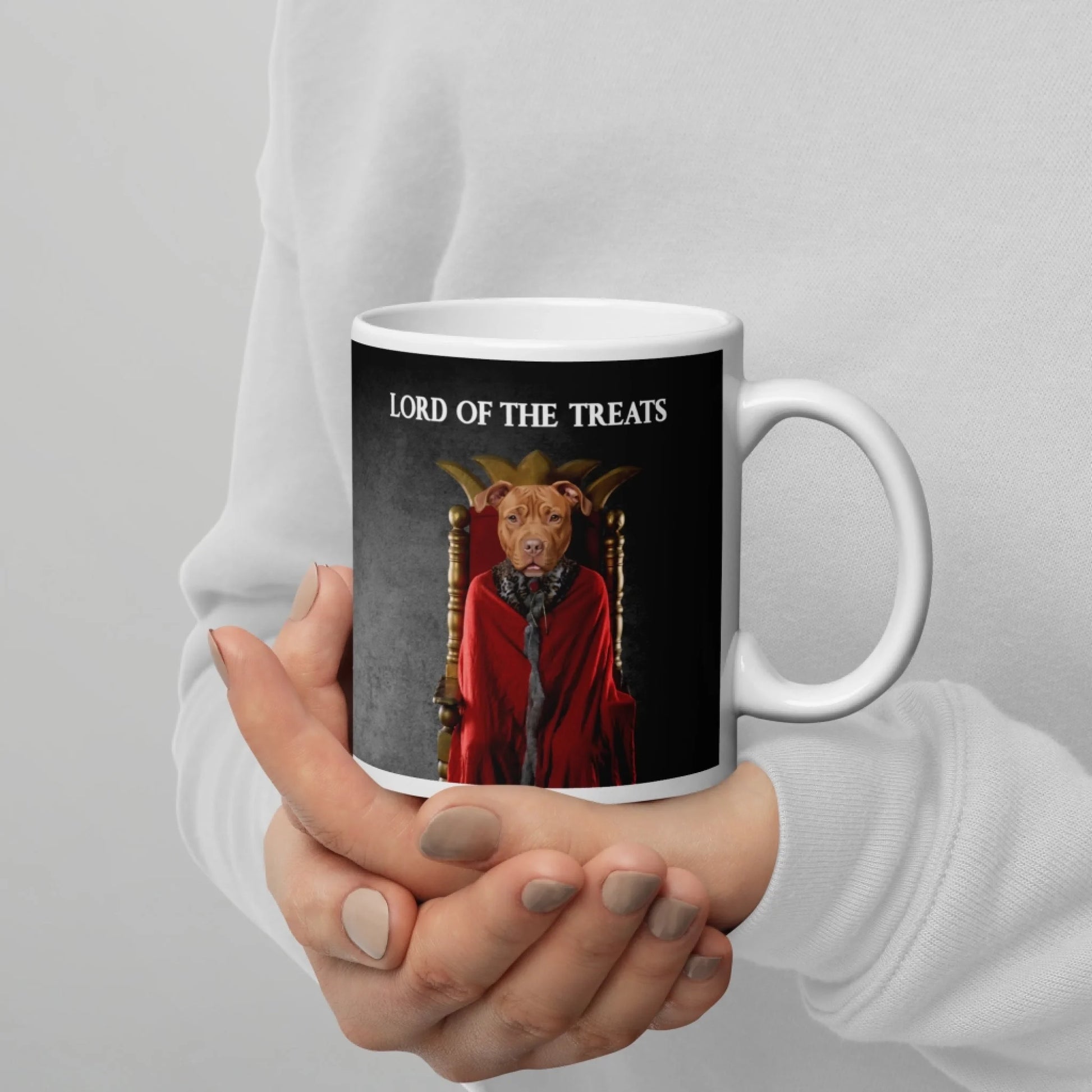 Custom Dog Mug, Lord of the Treats, 11oz lifestyle view