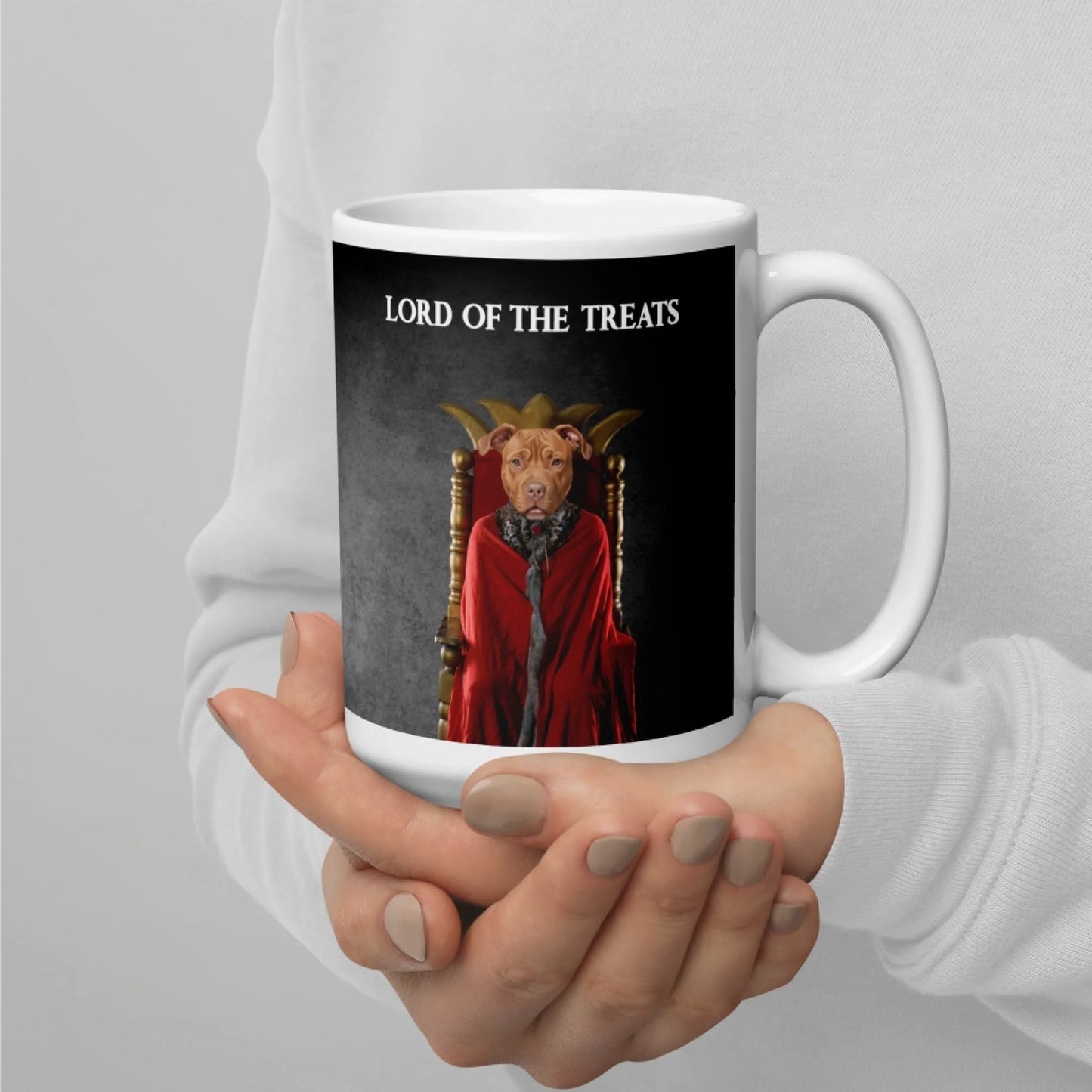 Custom Dog Mug, Lord of the Treats, 15oz lifestyle view