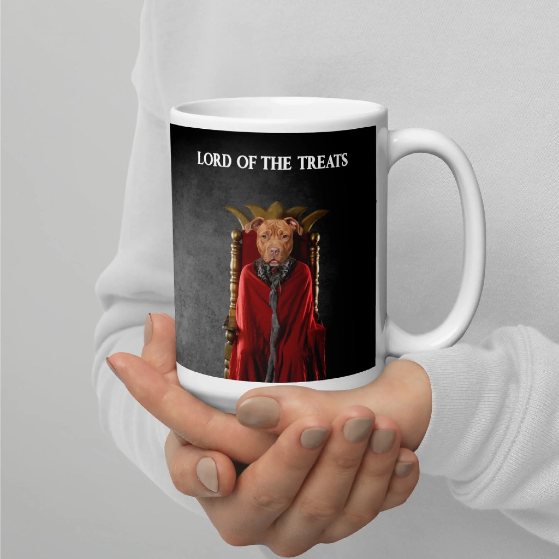 Custom Dog Mug, Lord of the Treats, 15oz lifestyle view