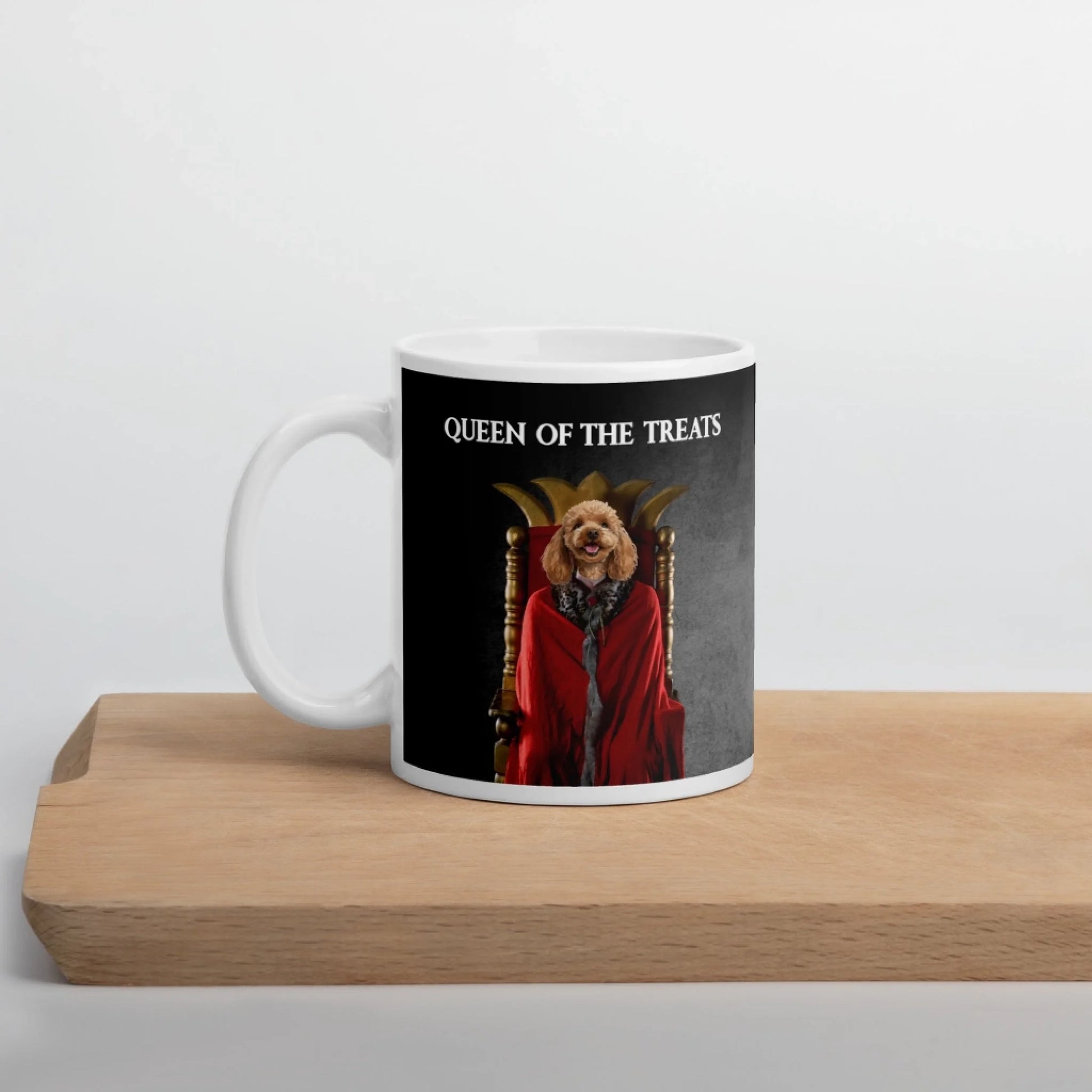 Custom Dog Mug, Queen of the Treats, 11oz lifestyle alternate view