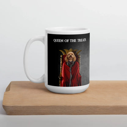 Custom Dog Mug, Queen of the Treats, 15oz lifestyle alternate view