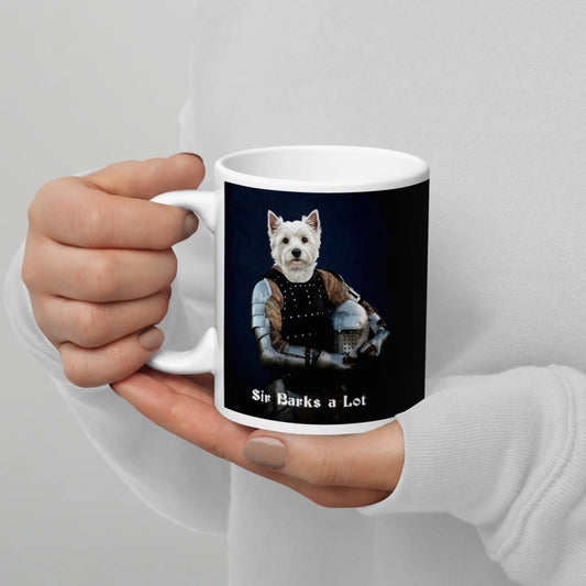 Custom Dog Mug, Sir Barks a Lot, 11oz lifestyle view