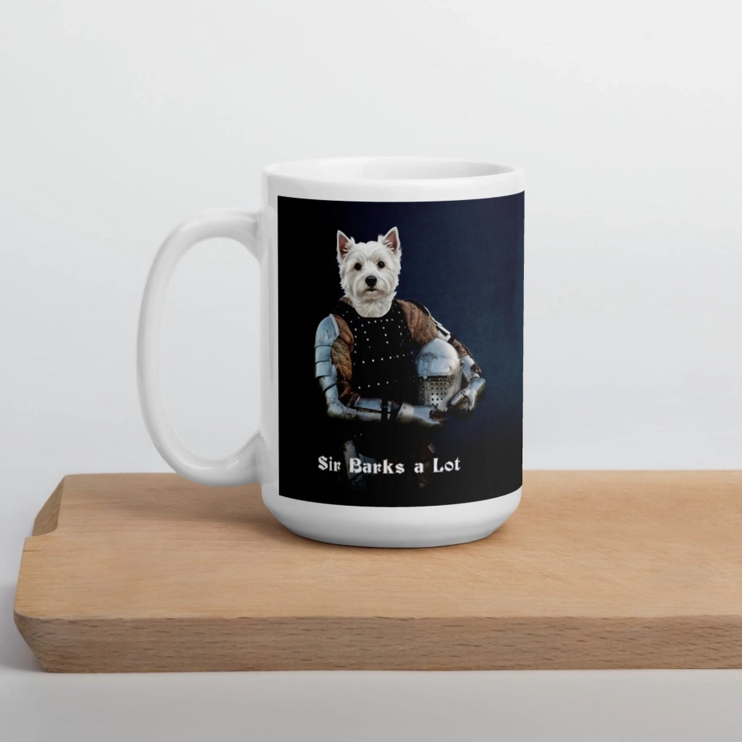 Custom Dog Mug, Sir Barks a Lot, 15oz lifestyle view